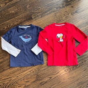 Janie and Jack Navy and Red Long Sleeve Valentine’s Day Tees